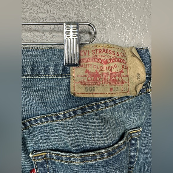 LEVI’S 501 straight leg button fly Men’s Denim Jeans sz 33 x 34 - Picture 5 of 6